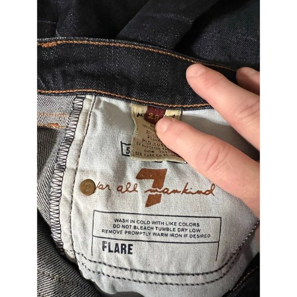 7FAM Womens Jeans Size 28 Dark Blue Denim Flare Low-Rise A3 - Picture 6 of 7